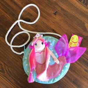 Douglas Toys Little Girl Plush Mermaid Purse Toy Blue Pink - NWT